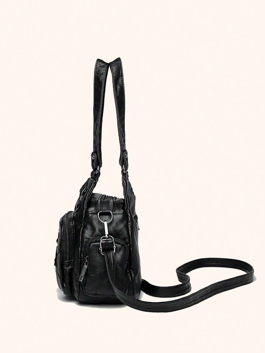ROMWE Grunge Punk Medium Shoulder Bag Punk Minimalist Zipper For Work