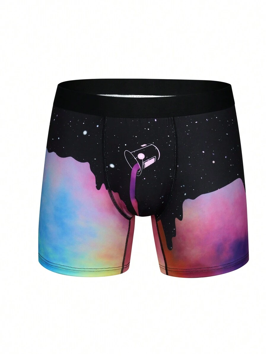 男士星空圖案平角內褲 - 彩色 - 查看 1