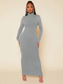 SHEIN SXY 素色緊身洋裝 - 淺灰色 - 查看 1