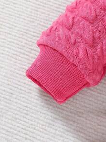 SHEIN 年輕女孩拉鍊飛行員夾克 - 玫紅色 - 查看 3