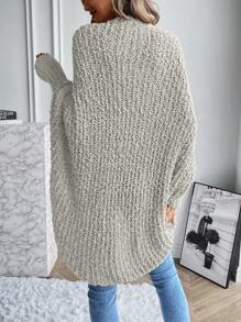 SHEIN Essnce 蝙蝠袖休闲设计开衫 - 淺灰色 - 查看 2