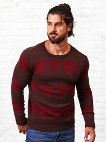 Manfinity Homme Men Letter Pattern Sweater - Multicolor - View 6