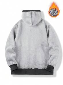 Manfinity Homme Loose-Fit Men's Teddy Lined Hooded Jacket - Black - View 3