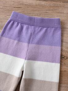 SHEIN Baby Girl Colorblock Sweater & Knit Pants - Purple - View 7