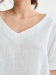 Ocili 純色蝙蝠袖休閒上衣 - 白色 - 查看 4