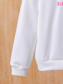 女大童字母圖案連帽衫和有蓋口袋褲子