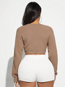 SHEIN SXY Solid Crop Cardigan