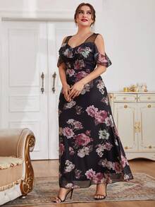 Vestido largo con estampado para mujer de talla grande - Multicolor - Ver 4