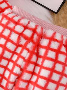 SHEIN Girls Baby Plaid Print Raglan Sleeve Sweatshirt & Sweatpants - Multicolor - View 3