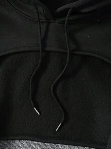 INAWLY 大码纯色休闲套头卫衣，适合秋冬季穿着 - 黑色 - 查看 6