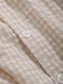 DAZY 格紋鈕扣襯衫 - 杏色 - 查看 7