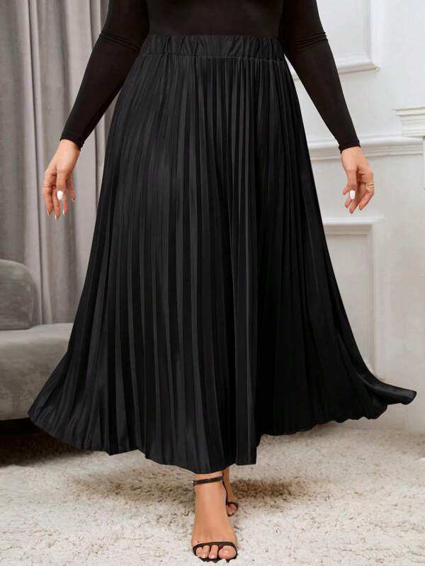 SHEIN Privé Plus Fusta Plisă Solidă