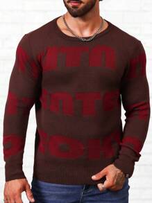 Manfinity Homme Men Letter Pattern Sweater - Multicolor - View 4