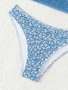 Ditsy Floral Smocked Bikini Set - Multicolor - View 5