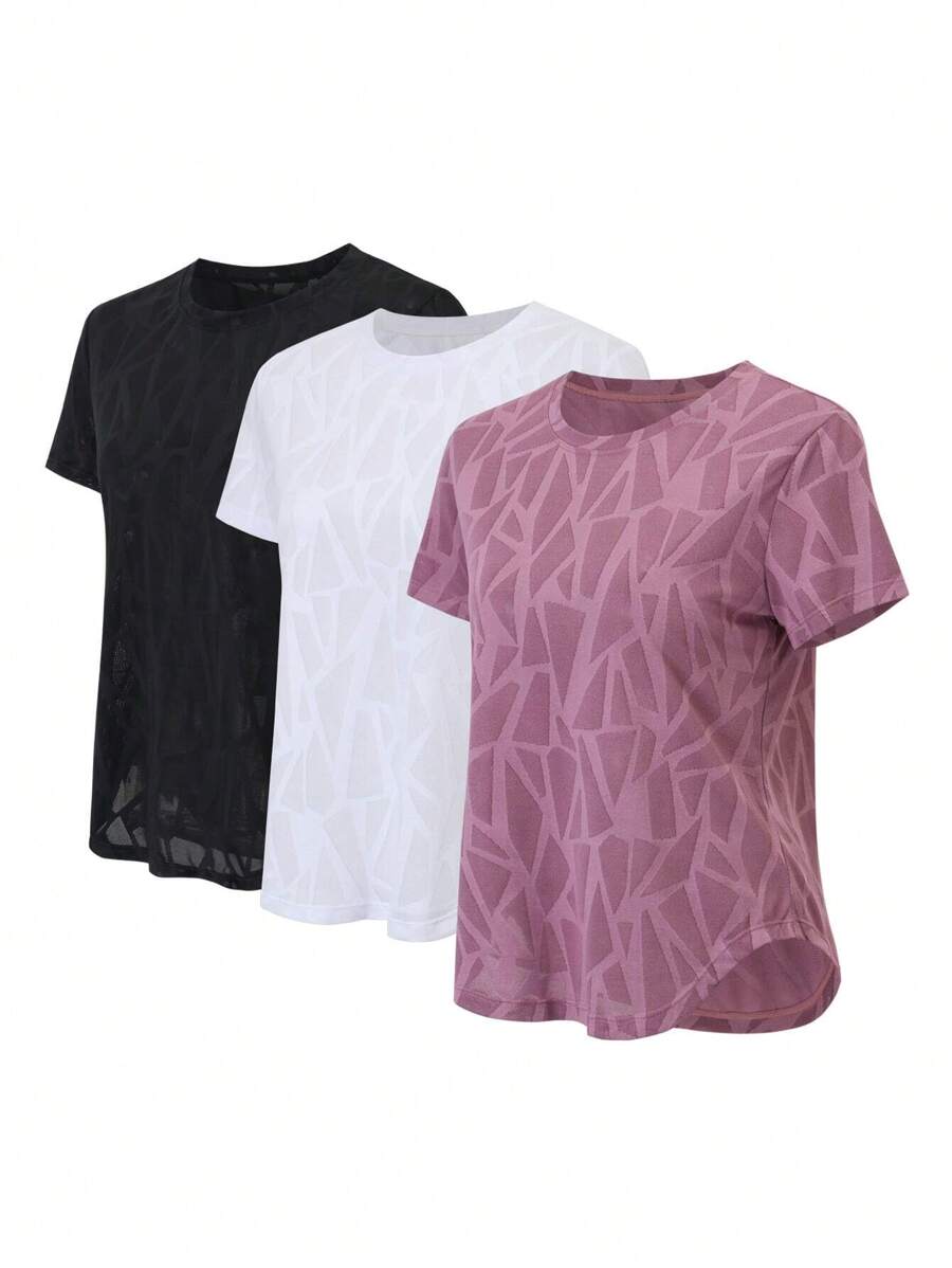 Easithlete Camo Print Round Neck Sports Tee Workout Tank Top Gym Women Shirts - Multicolor - View 1