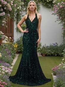 Abito da ballo con orlo a sirena paillettes