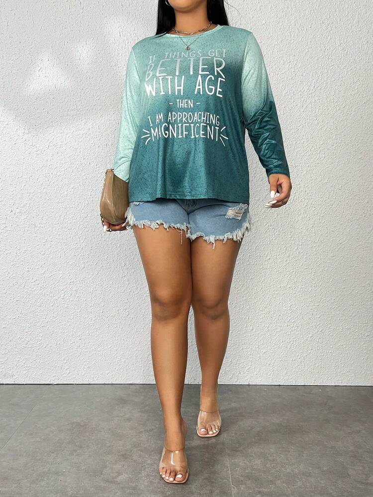Plus Slogan Graphic Ombre Tee