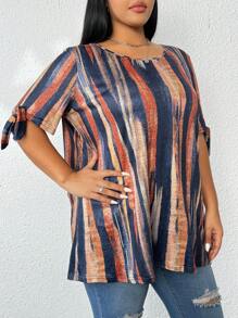 Calvaya 大碼紮染打結袖口T恤 - 彩色 - 查看 3