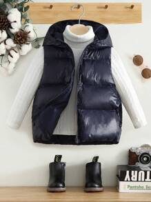 SHEIN 男童单件拉链连帽背心加厚外套 - 彩色 - 查看 3