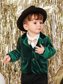 SHEIN Đứa bé trai Ngực đơn Nhung Áo vest & Quần tây & Nơ Áo sơ mi - Nhiều màu - Xem 10