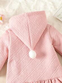 Baby Girl Solid Ruffle Hem Zip Up Hooded Dress