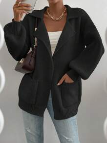 Chiquease Dual Pocket Drop Shoulder Cardigan - Black - View 4