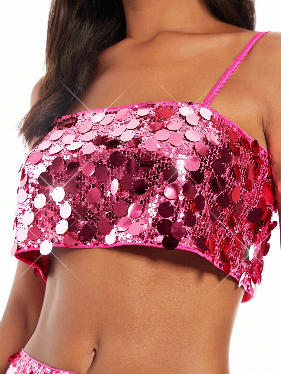 SHEIN BAE Áo crop top đính sequin Giáng sinh