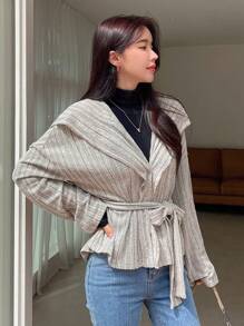 DAZY Chaqueta con capucha y cinturón de hombros caídos, ropa de otoño