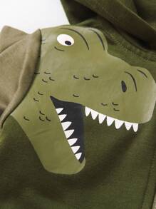 SHEIN Young Boy Dinosaur Printed Zip-Up Sports Jackets For Autumn Outfits, Hooded Sweatshirt