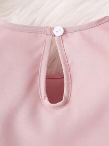 女嬰荷葉邊前蝴蝶結襯衫 - 粉色 - 查看 5