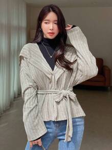 DAZY Chaqueta con capucha y cinturón de hombros caídos, ropa de otoño