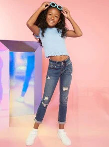 Jeans rotos para niña preadolescente
