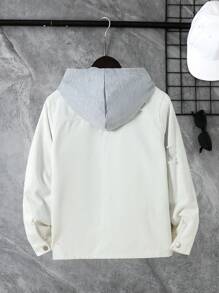 男大童破洞前紐扣牛仔襯衫無連帽衫 - 白色 - 查看 2