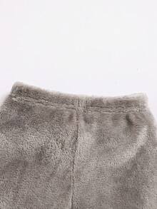 SHEIN 男嬰條紋圖案3D耳朵設計連帽法蘭絨夾克和褲子和連體衣 - 彩色 - 查看 7