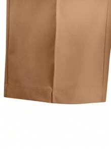 SHEIN Chica preadolescente Pantalones rectos unicolor - Marrón - Ver 3