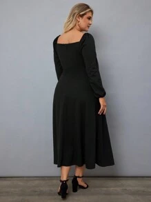 EURMUSE Plus Off Shoulder Split Thigh Dress - Black - View 2