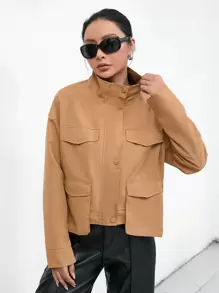 Aveloria Chaqueta con hombros caídos y bolsillo con solapa