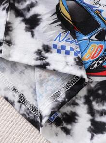 男嬰紮染汽車和字母圖案T恤 - 黑與白 - 查看 6