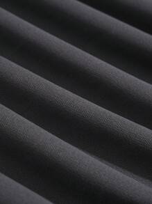 SHEIN EZwear 櫻桃和字母圖案下擺寬鬆圓領長袖女士運動衫 - 深灰色 - 查看 3