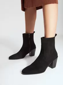 MOTF PREMIUM BLOCK HEEL BOOTIES - Black - View 1