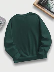 青少年男孩字母圖案加絨內裏運動衫