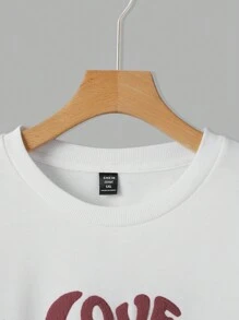 SHEIN X Galloways 大碼字母圖案落肩袖運動衫 - 白色 - 查看 3