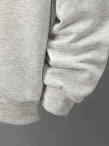 Chico preadolescente Sudadera con capucha con estampado de letra de color combinado - Gris Claro - Ver 4