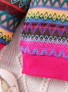 Baby Girl Geo Print Sweatshirt - Hot Pink - View 3