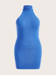 SHEIN BASICS Plus Turtleneck Bodycon Sweater Dress