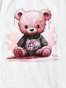 SHEIN Tween Girls Cartoon Graphic Tank Dress & Open Front Coat - Multicolor - View 4