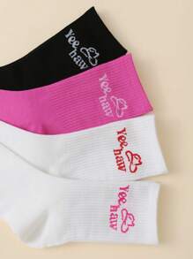 Morgan Mondays Co Artist Girlcore 4 Pairs Of Mid-Calf Socks With Letter Print, Holiday - Multicolor - View 3