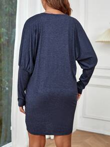 SHEIN Maternity Contrast Guipure Lace Dolman Sleeve Dress
