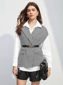 BizChic 千鳥格印花雙排釦外套馬甲 - 彩色 - 查看 5