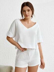 Ocili 純色蝙蝠袖休閒上衣 - 白色 - 查看 3